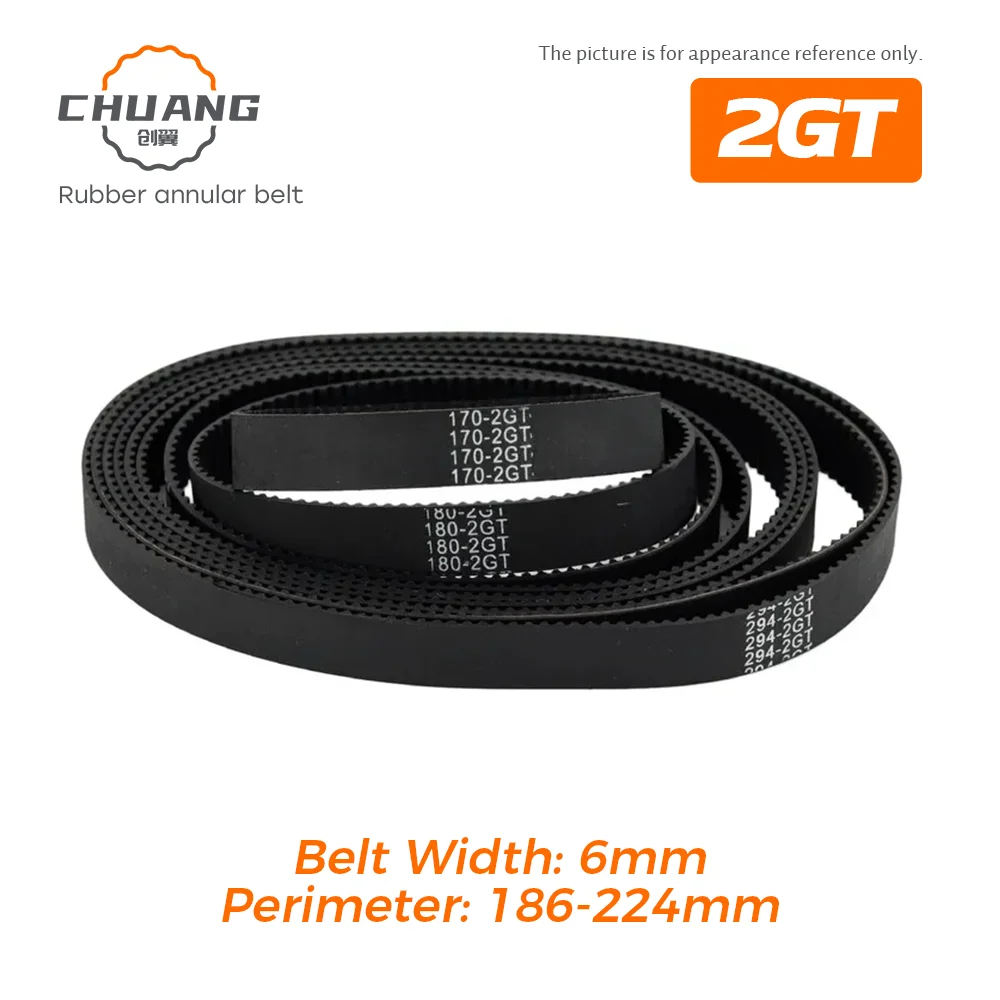 

2GT Closed Timing belt Width 6mm Perimeter 186/188/190/192/194/196/198/200/202/204/206/208/210/212/214/216/218/220/222/224mm