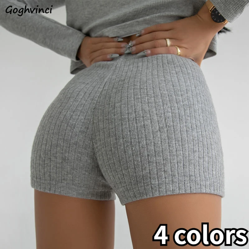 

Shorts Women High Elastic Chic Sporty Skinny Knitwear Summer Sexy Lady Bodybuilding New 4 Color European Stylish Hotsweet Casual