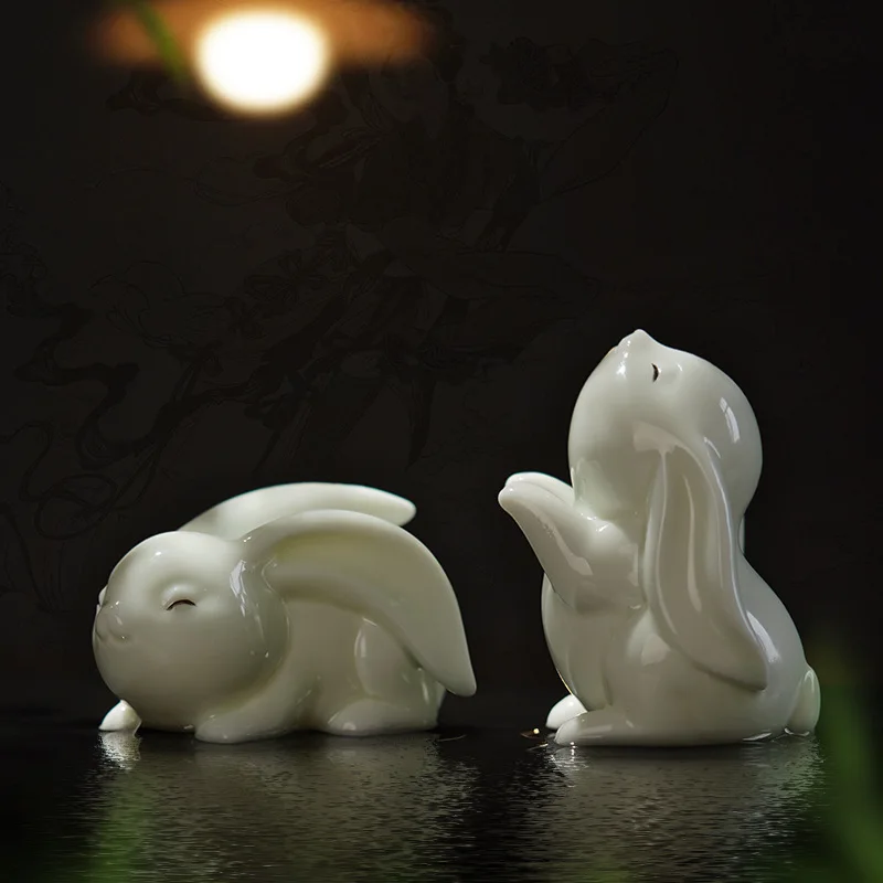 

Easter Bunny Statue Ceramic Bunny Figurine Easter Bunny Decorations White Porcelain Mini Rabbit Statues Decorative