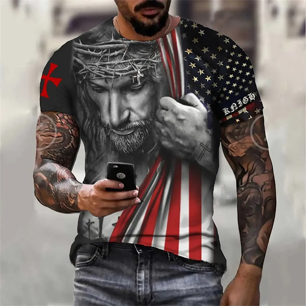 American Flag 3D Printed T-shirt Casual Men's T shirts Jesus Pattern Fashion Sports Short Sleeve Top Cross Graphic Sweatshirt
American Flag 3D Printed T-shirt Casual Men's T shirts Jesus Pattern Fashion Sports Short Sleeve Top Cross Graphic Sweatshirt