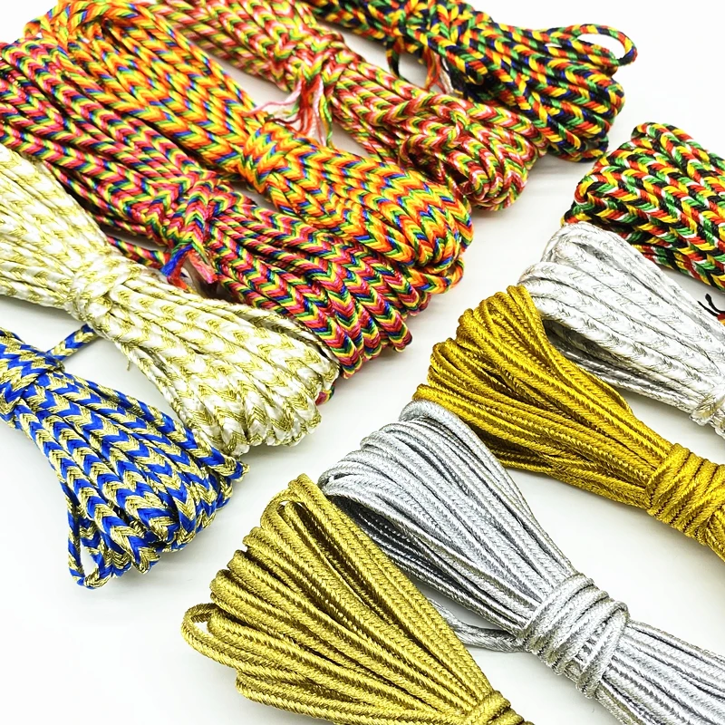 

5 Yards 4mm Gold Thread Color Rope Bracelets Cord Chinese Knot Macrame Cord Bracelet Braided String Tassels Beading Thread