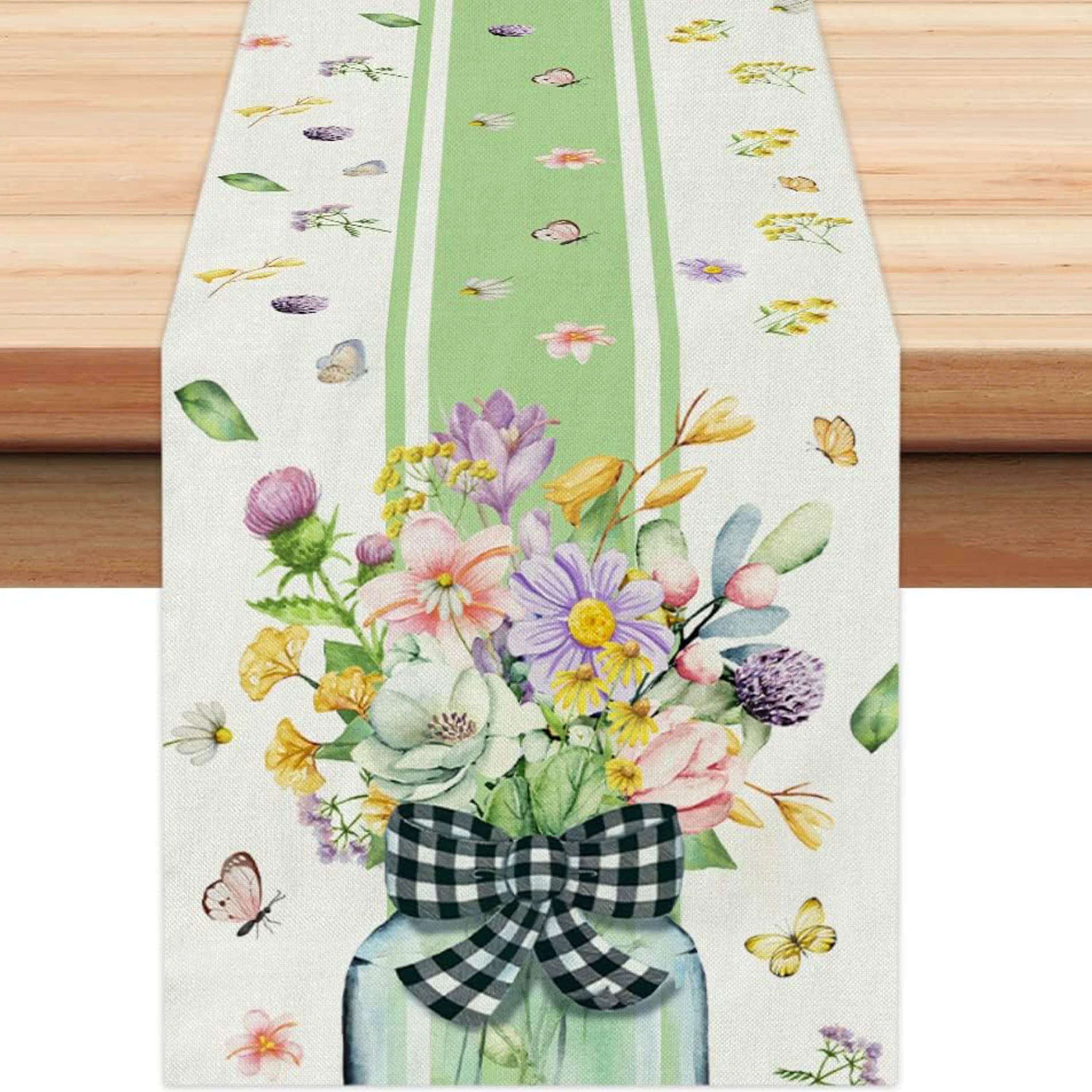 

Spring Flower Vase Linen Table Runners Dresser Scarf Table Decor Farmhouse Rustic Kitchen Dining Table Decor Wedding Party Decor