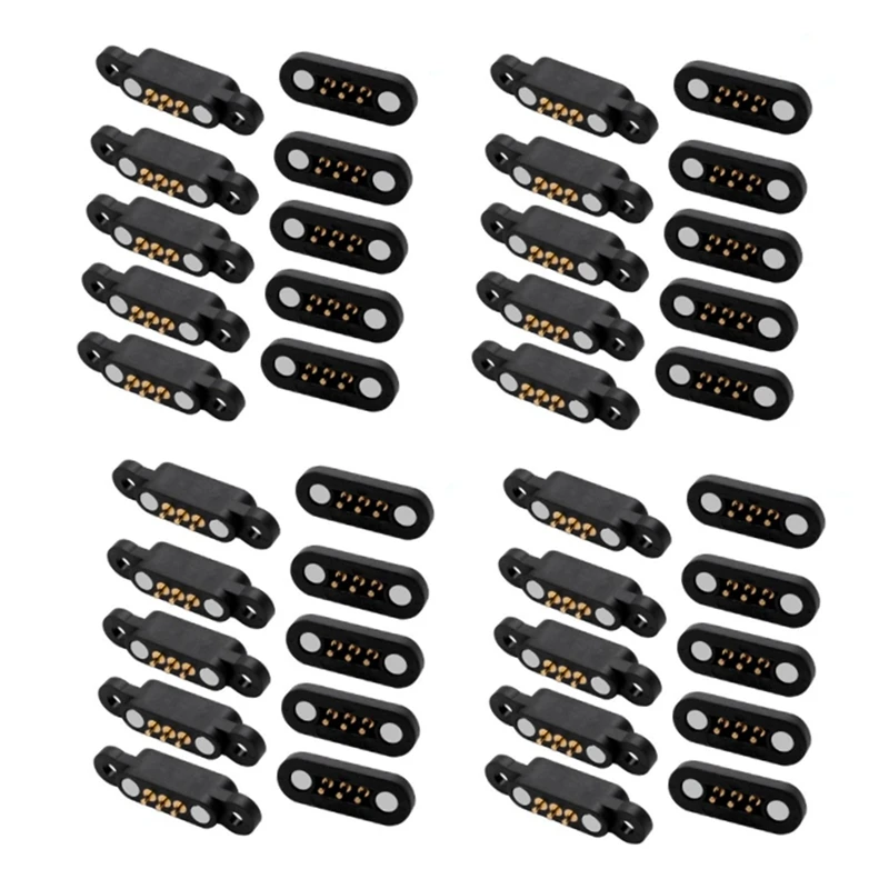 

20Pairs 3Pin Spring Loaded Magnetic Pogo Pin Connector 3 Positions Magnets Pitch 2.3MM Through Holes Male Female Probe