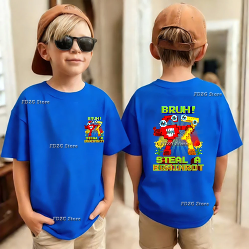 تي شيرت قطني للأطفال بطباعة Summer Italian Brainrot 67 Six Seven، قميص بأكمام قصيرة للأولاد، مريح وعصري تي شيرت قطني للأطفال بطباعة Summer Italian Brainrot 67 Six Seven، قميص بأكمام قصيرة للأولاد، مريح وعصري
