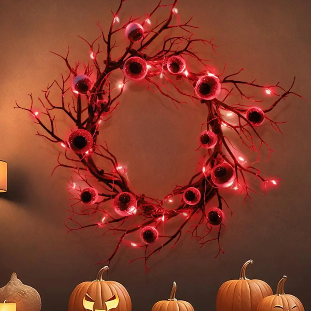 

Украшение для Хэллоуина, венок из мертвой древесины со светодиодными лампочками, гирлянда для глазного яблока на Хэллоуин, для праздничного Вечерние