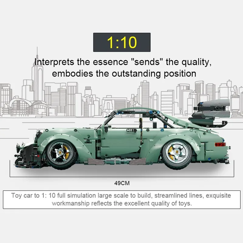 City Green Supercar 964 RWB 1:10 Model Low-Profile Wide-body Racing Car Technology Mechanical Car Building Blocks Toys Boys Gift City Green Supercar 964 RWB 1:10 Model Low-Profile Wide-body Racing Car Technology Mechanical Car Building Blocks Toys Boys Gift