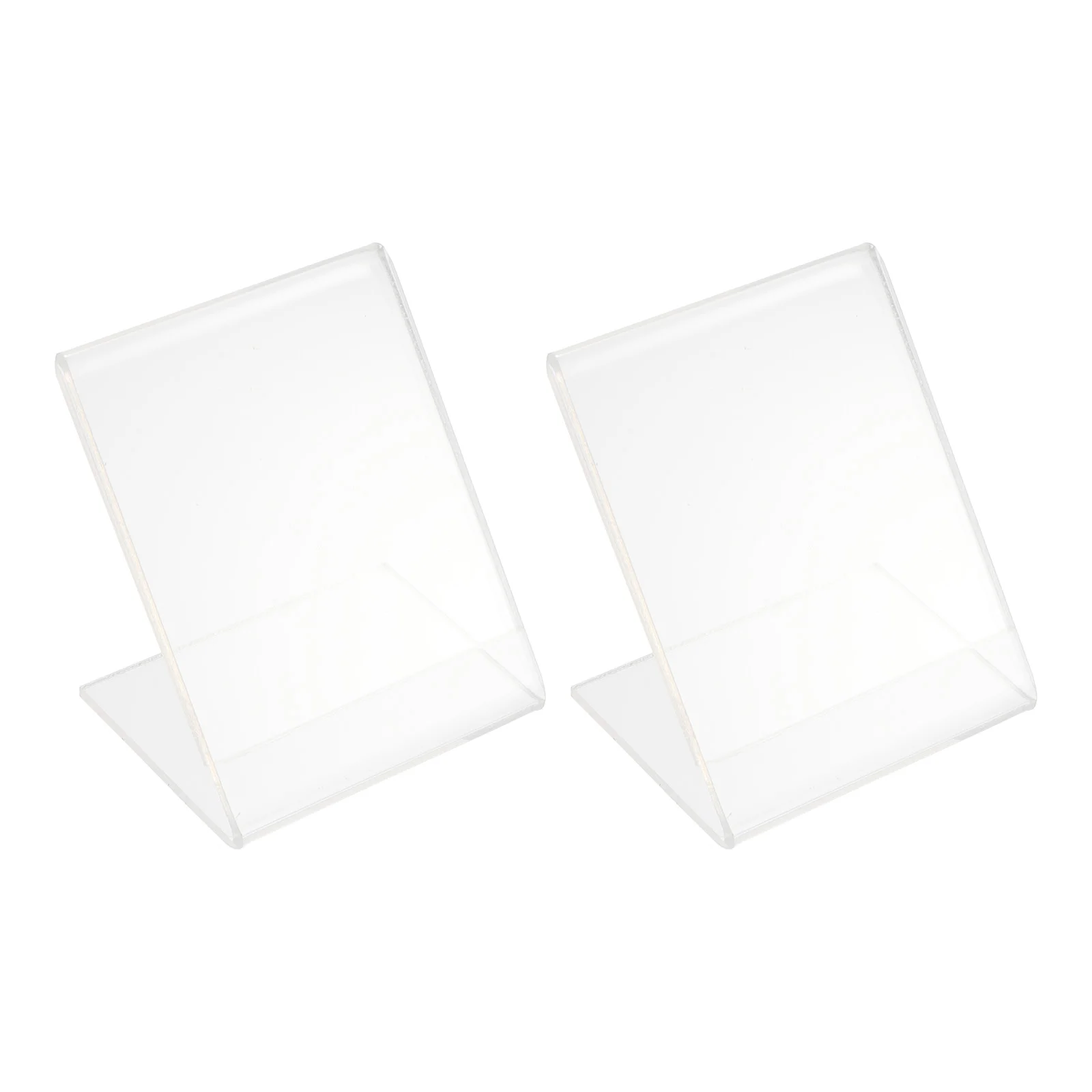 

2 Pcs QR Code L Shape Sign Holders Price Label Display Stand Shelves Acrylic Retail Plastic Name Cards Shelf