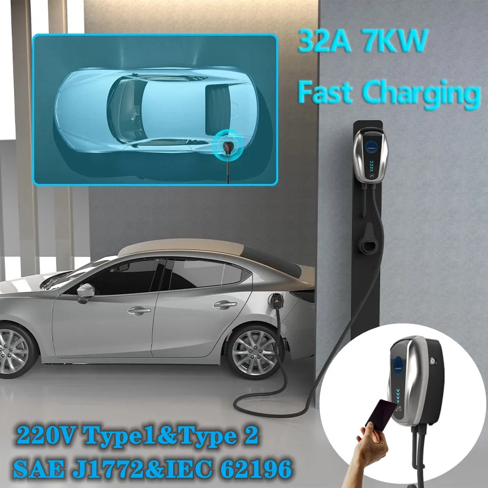 32A EVSE Wallbox EV Charger J1772 Type1 IEC62196 Type2 7KW Single Phase Charging Station Wallmounted For Electric Vehicle
32A EVSE Wallbox EV Charger J1772 Type1 IEC62196 Type2 7KW Single Phase Charging Station Wallmounted For Electric Vehicle