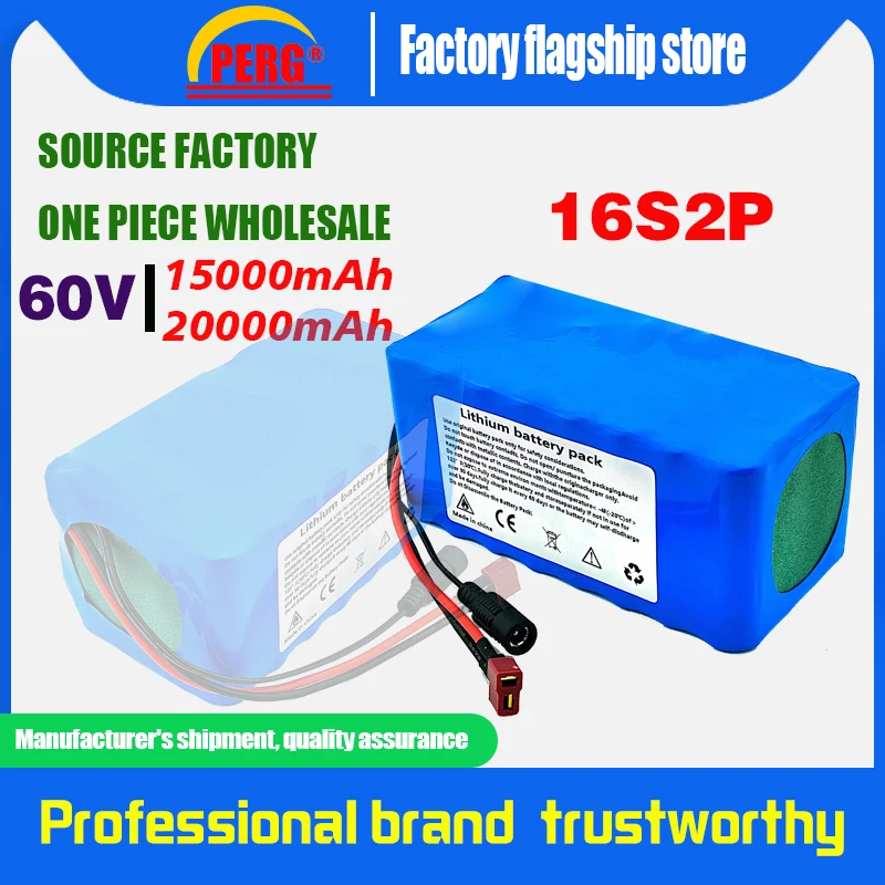 18650 16S2P 60V 15Ah/20Ah Lithium-Ion Battery Pack Built-In BMS High-Power 1000W Is Suitable For 67.2V E-Bike Electric Scooter. 
18650 16S2P 60V 15Ah/20Ah Lithium-Ion Battery Pack Built-In BMS High-Power 1000W Is Suitable For 67.2V E-Bike Electric Scooter.