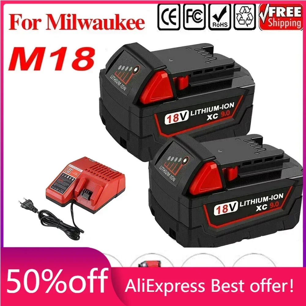 

Оригинальный сменный литий-ионный аккумулятор 18 в 1815 Ач для Milwaukee M18, аккумуляторы для электроинструментов 48-11-1850 48-11-1860 48-11-Z50