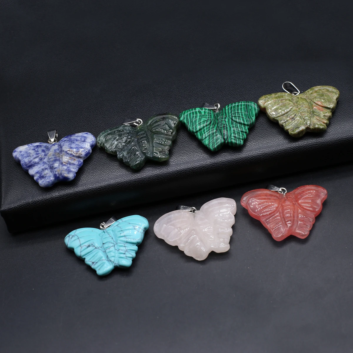 

5PCS Natural Semiprecious Stone Crystal Sodalite Square Butterfly Pendant Jewelry Making DIY Necklace Earrings Accessories Gift