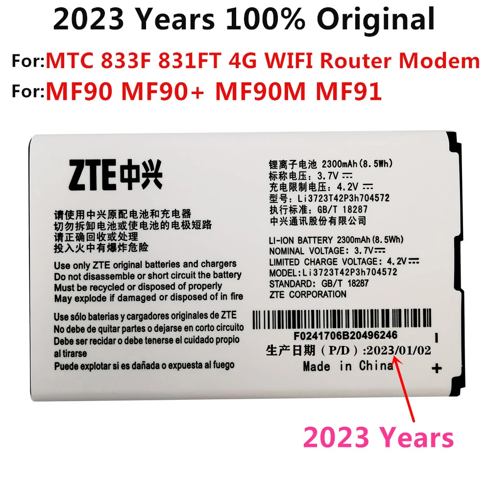 New High Quality Battery Li3723T42P3h704572 For ZTE MF91 MF90 4G WIFI Router Modem 2300mAh Rechargeable Batterie In stock
New High Quality Battery Li3723T42P3h704572 For ZTE MF91 MF90 4G WIFI Router Modem 2300mAh Rechargeable Batterie In stock