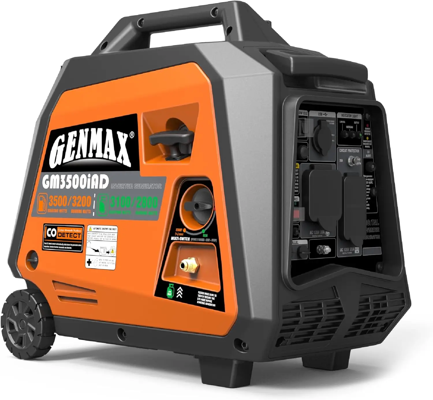 GENMAX портативный инверторный генератор, 3500 Вт Супер Тихий бензиновый или пропановый двигатель с параллельными возможностями, ручным запуском, идея
GENMAX портативный инверторный генератор, 3500 Вт Супер Тихий бензиновый или пропановый двигатель с параллельными возможностями, ручным запуском, идея