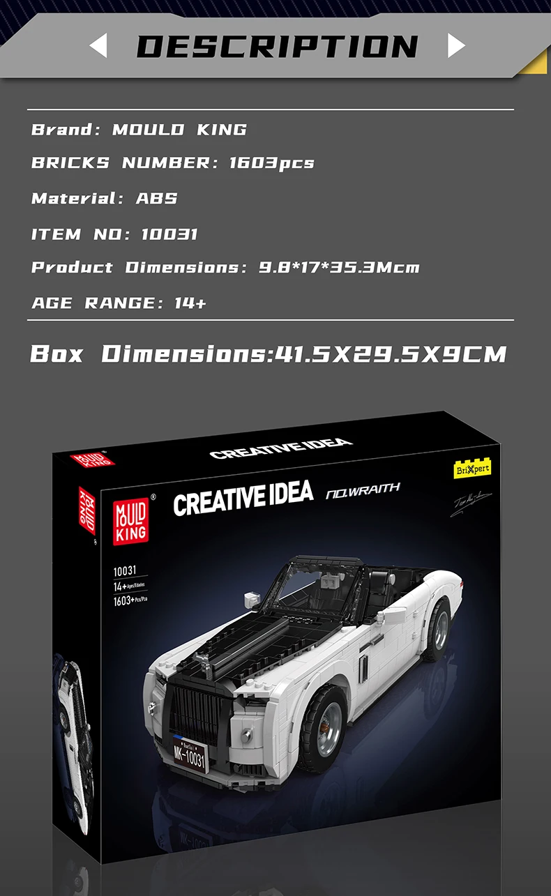 MOULD KING 10031 Creativie Technology Sports Car Cabrio Car Model Building Blocks Kit,Designer Firas Abu-Jaber MOULD KING 10031 Creativie Technology Sports Car Cabrio Car Model Building Blocks Kit,Designer Firas Abu-Jaber