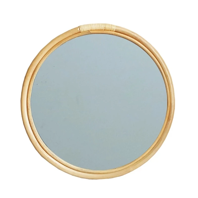 

Rattan Circle Wall Mirror 16 Inch Round Dressing Mirror For Entryways Washrooms