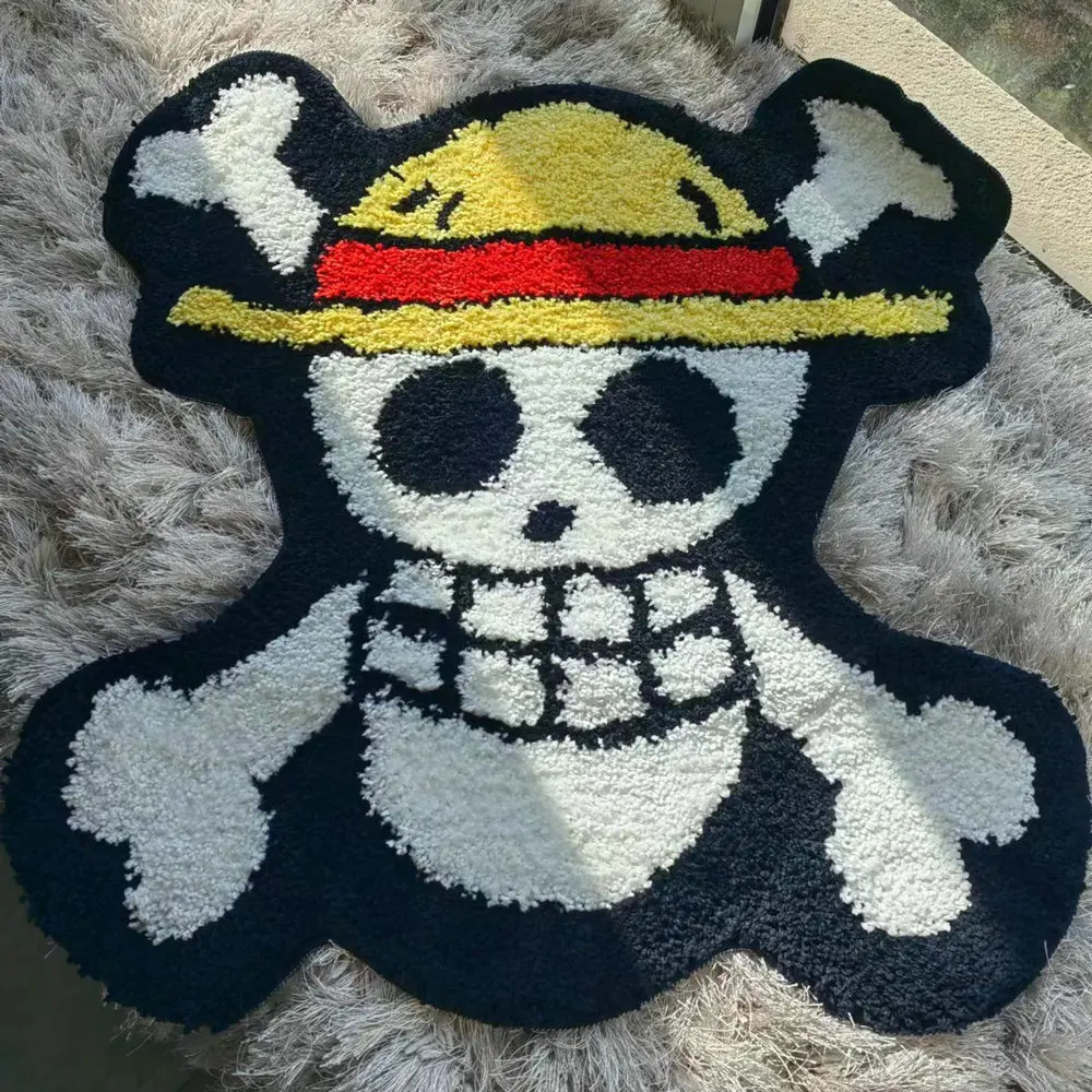 

Japanese Cartoon Anime Carpet Soft Tufted Plush Irregular Skull Head Lounge Rug Living Room Bedroom Decor Anti-slip Bath Mats