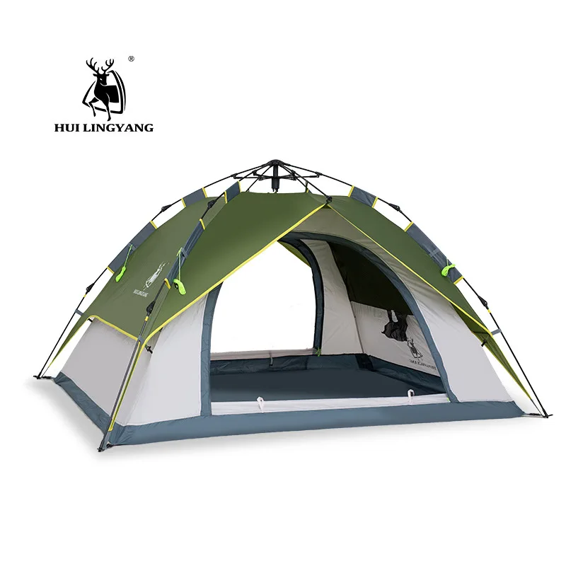 

Hui Lingyang 3-4 Person Fully Automatic Quick Open Tent Double Layers Rainproof Outdoor Camping Family Tourist Equipment 5Color