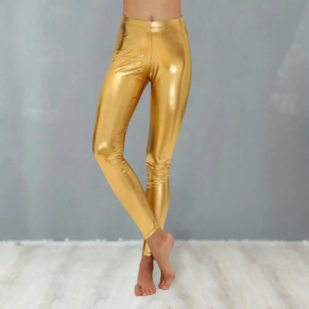 

Fashion Solid PU Leather Faux Leather Leggings Women Trousers Metallic Gold Shiny Sexy Shining Legging Fitness Slim Pencil Pants