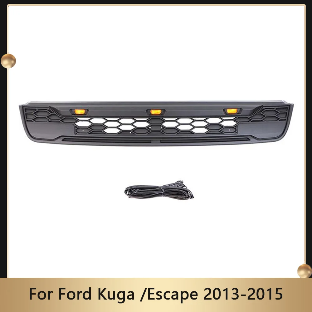 

Honeycomb Grille Front Bumper Mask Led Racing Grills Upper Grid Fit For Ford Kuga /Escape 2013 2014 2015 Upper Grid With Letter