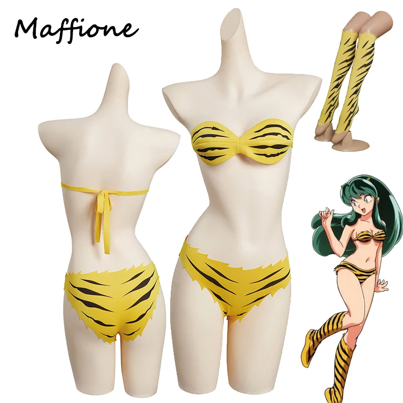 

Женский костюм для косплея аниме Lum, купальник для девушек, сексуальный купальный костюм, женский летний пляжный комплект бикини, одежда для Хэллоуина