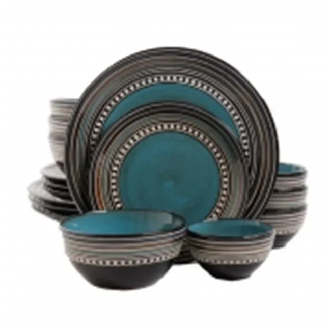 

92590.16 Elite Cafe Versailles Double Bowl Dinnerware Set, Blue - 16 Piece