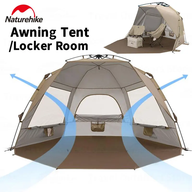 

Naturehike 65D Oxford Cloth Beach Tent Automatic Awning Tent 3-4 People Camping Tent Travel Pop Up One-touch Tent Locker Room