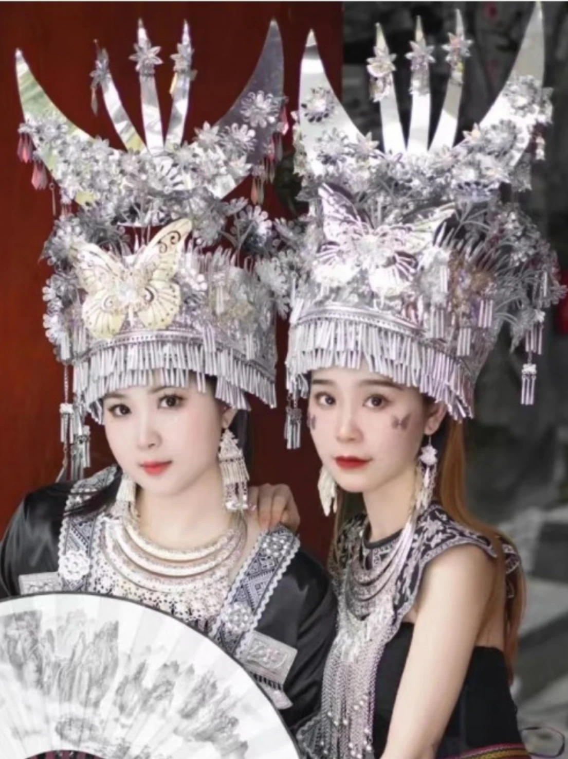 

Miao Headdress Head Silver Hat Guizhou Minority Jewelry