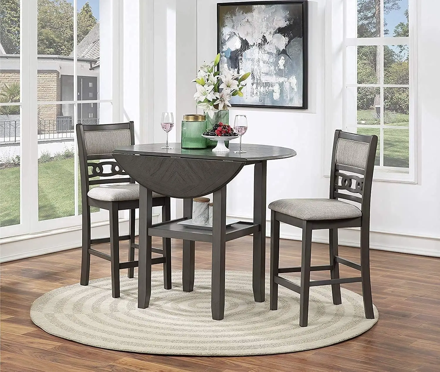 New Classic Furniture Gia Drop Leaf Counter Table with Two Chairs, 42-Inch, 42.25" Set, Grey
New Classic Furniture Gia Drop Leaf Counter Table with Two Chairs, 42-Inch, 42.25" Set, Grey