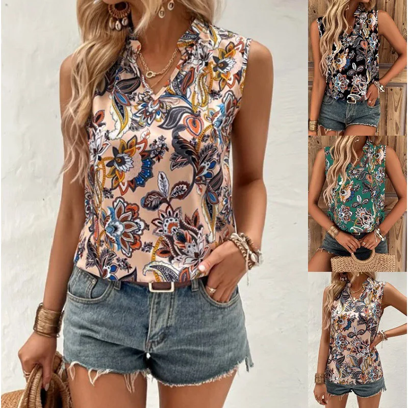 2023 Summer Sexy Sleeveless V Neck Women's Shirts Vest Fashion Print Casual Loose Vintage Boho Elegant Lady All-match Vest Tops
2023 Summer Sexy Sleeveless V Neck Women's Shirts Vest Fashion Print Casual Loose Vintage Boho Elegant Lady All-match Vest Tops