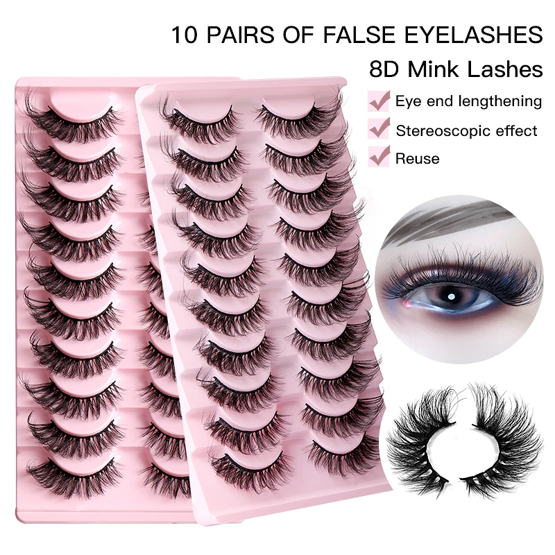New 8D 10 Pairs Imitation Mink Hair False Eyelashes Thick Curly, Multi-level Natural Fluffy Makeup Available
New 8D 10 Pairs Imitation Mink Hair False Eyelashes Thick Curly, Multi-level Natural Fluffy Makeup Available