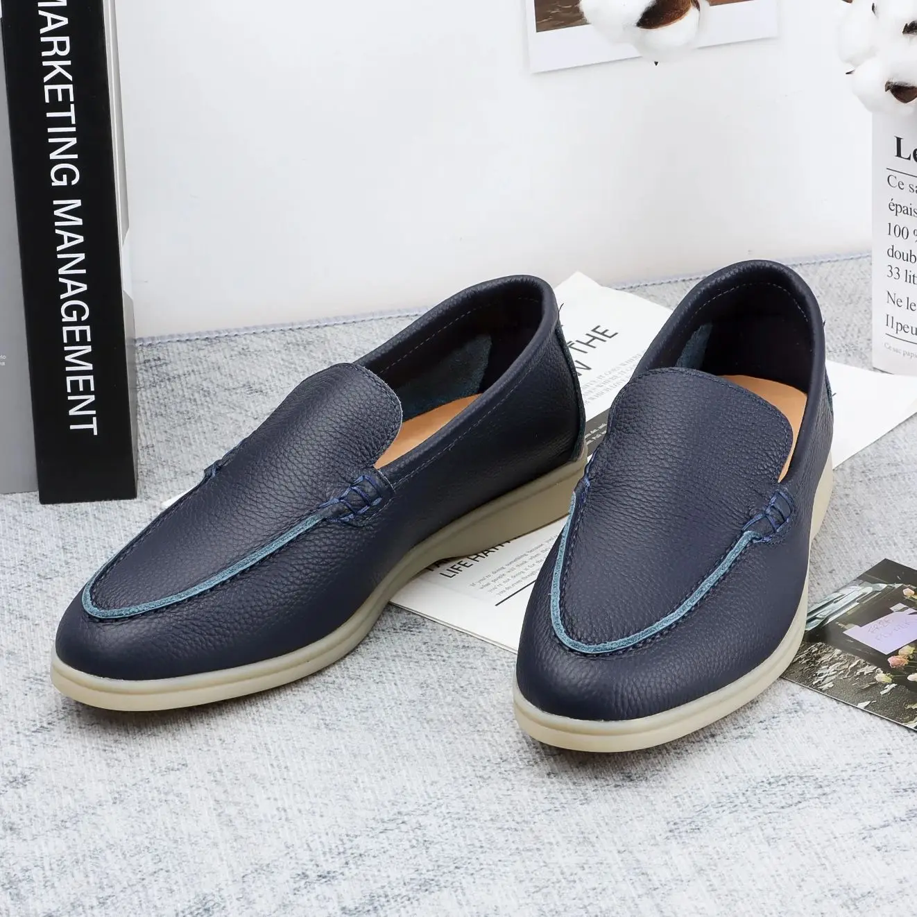 

Spring Autumn High Quality Men's Loafers Genuine Leather Moccasins Lo Shoes For Women Casual Lazy Driving Slip on Mules Sneakers