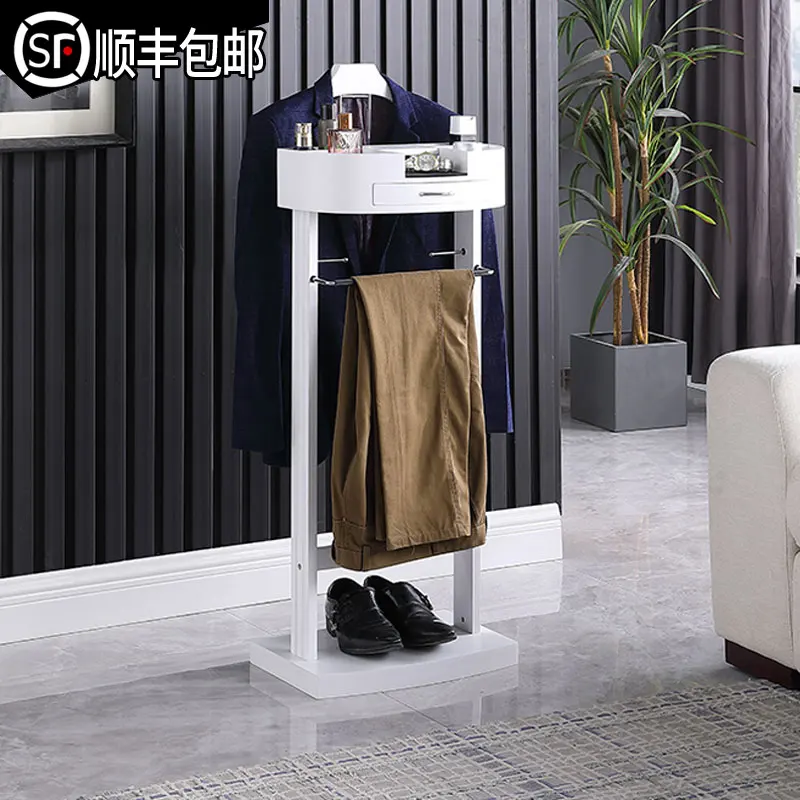 

Multifunctional Mute Valet Stand with Trouser Rail Clothes Rack with Shoe Rack and Drawer for Hallway Changing Room Jacket Hange