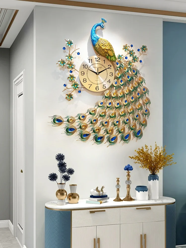 Peacock Clock Wall Clock Living Room Creative Fashion Elegant Chinese Pocket Watch Mute Restaurant Clock Decoration Wall Hanging
Peacock Clock Wall Clock Living Room Creative Fashion Elegant Chinese Pocket Watch Mute Restaurant Clock Decoration Wall Hanging