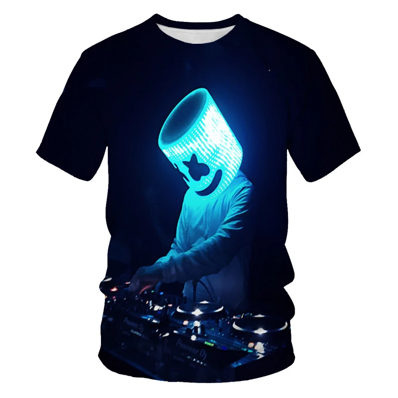 

Summer Disco Dj Rock Men's 3D T-shirt Party Music Sound Activated Led Tees Light Up And Down Punk Flashing Equalizer Men's Tops