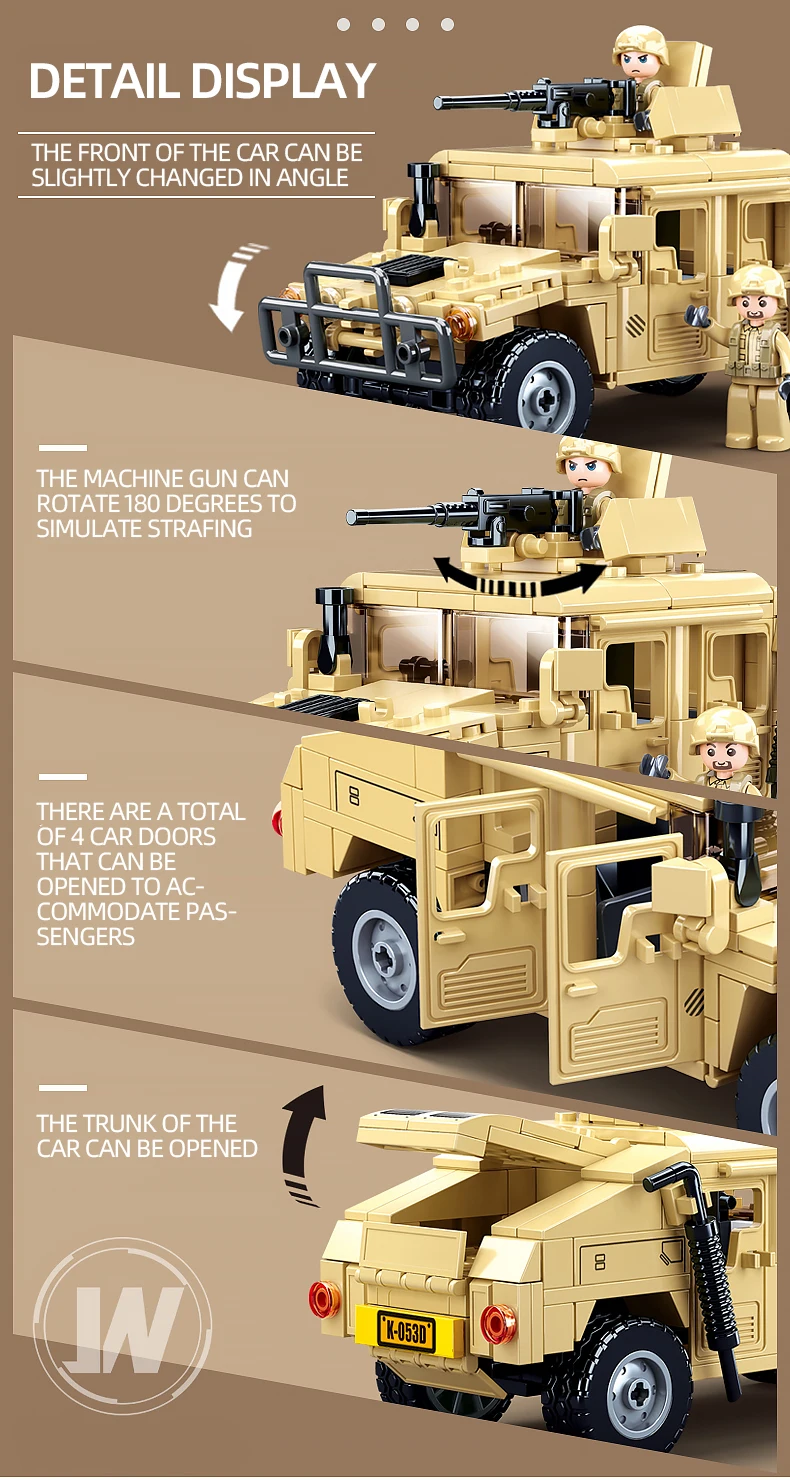 265PCS WW2 Military SWAT H2 Assault Vehicle Car Building Blocks Army Soldier Armor Car Model Bricks DIY Toys Gifts For Kids Boys 265PCS WW2 Military SWAT H2 Assault Vehicle Car Building Blocks Army Soldier Armor Car Model Bricks DIY Toys Gifts For Kids Boys
