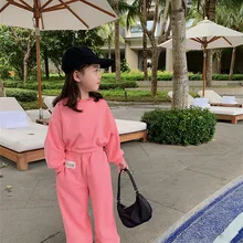 Girls Spring Autumn Sportswear Kids Korean Long Sleeve Sweater Loose Sweatpants 2 Piece 3-7 Years Children Pink Blue Clothes Set
Girls Spring Autumn Sportswear Kids Korean Long Sleeve Sweater Loose Sweatpants 2 Piece 3-7 Years Children Pink Blue Clothes Set