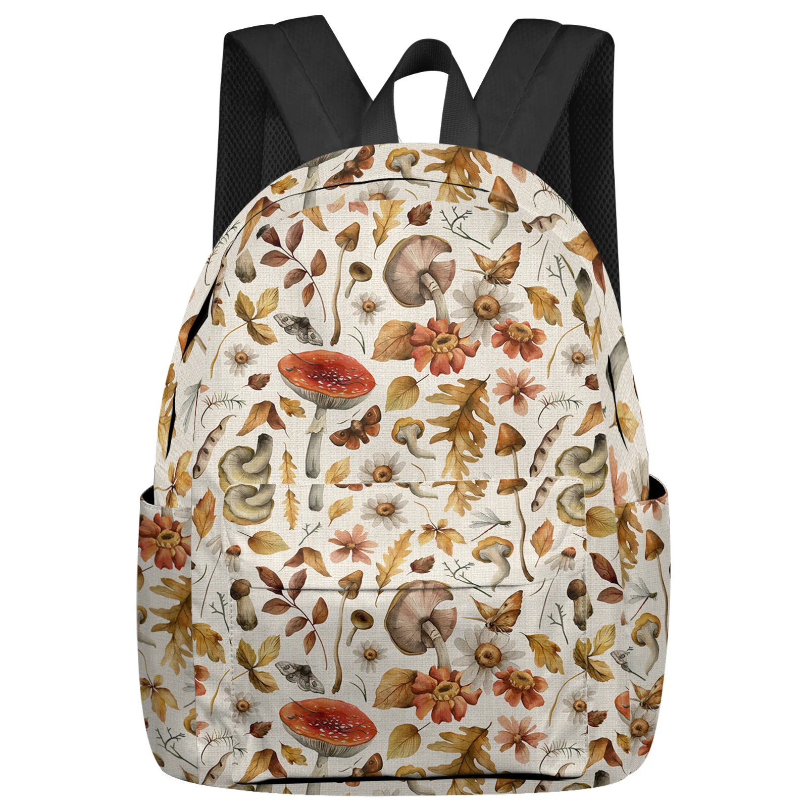 

Autumn Falling Leaves Mushroom Student School Bags Laptop Custom Backpack For Men Women Female Travel Mochila