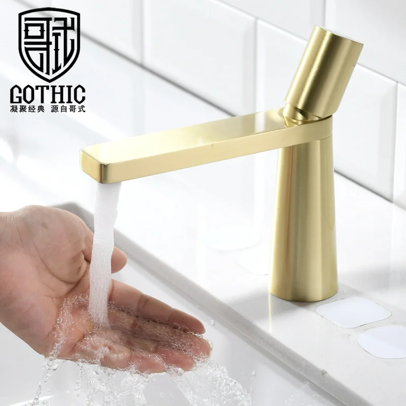 

Nordic American Basin Faucet Hot And Cold Washbasin Bathroom Sink Faucets Family Gun Black Brushed Gold Splash Proof Mixer Tap