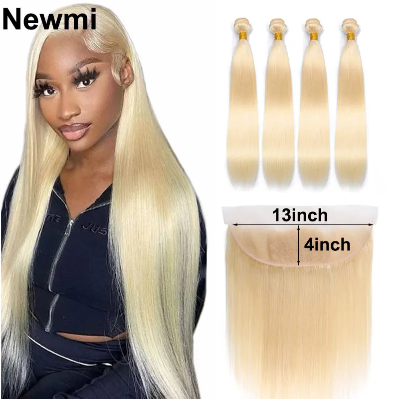 613 Blonde Bundles with Frontal Closure Human Hair Newmi Straight 13x4 Transparent Lace Frontal and Blonde Human Hair Bundles
613 Blonde Bundles with Frontal Closure Human Hair Newmi Straight 13x4 Transparent Lace Frontal and Blonde Human Hair Bundles