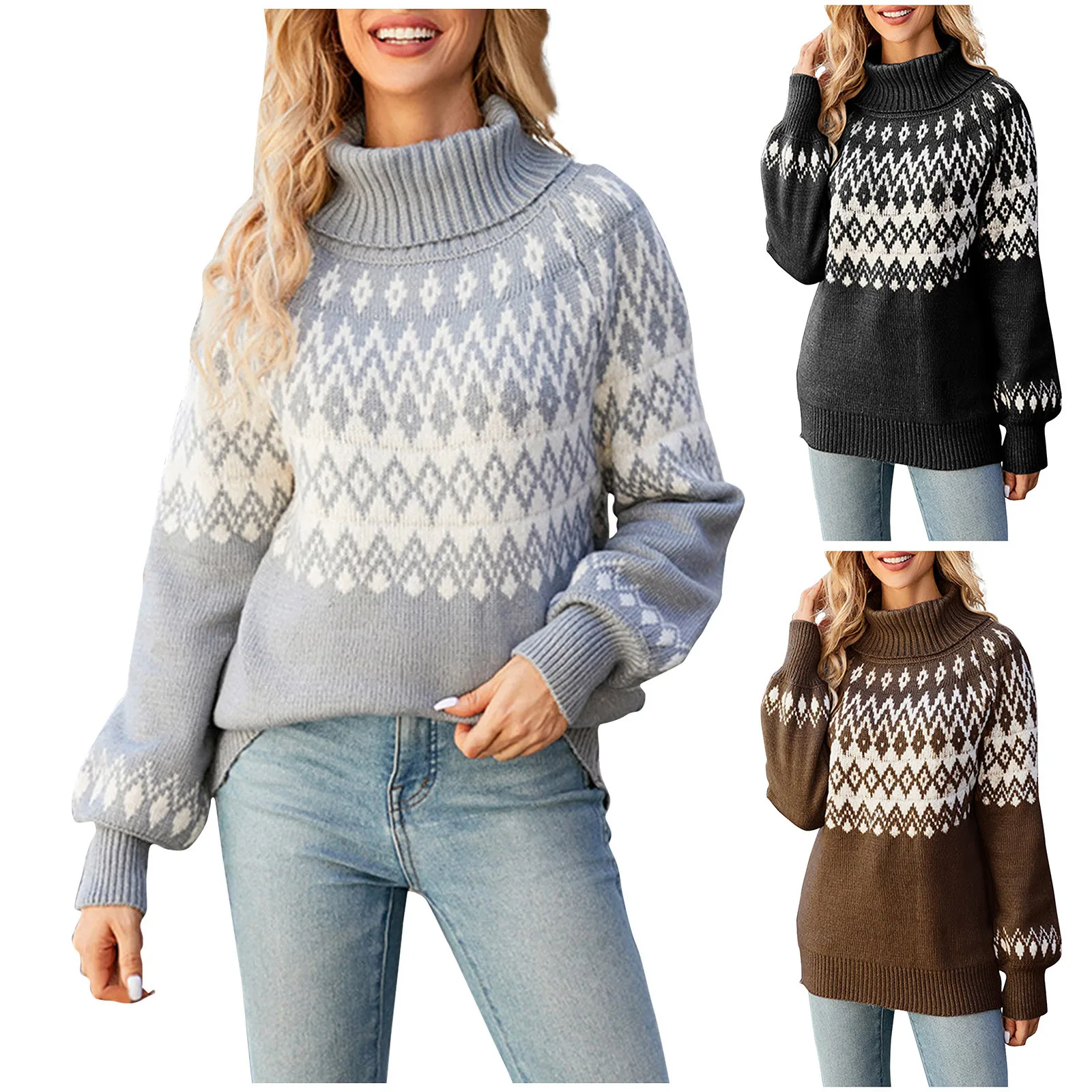 

High -Necked Loose Retro -Wearing Knitted Women's Sweater Casual Base Warm Uniquely Designed And Minimalist Loose Sweater