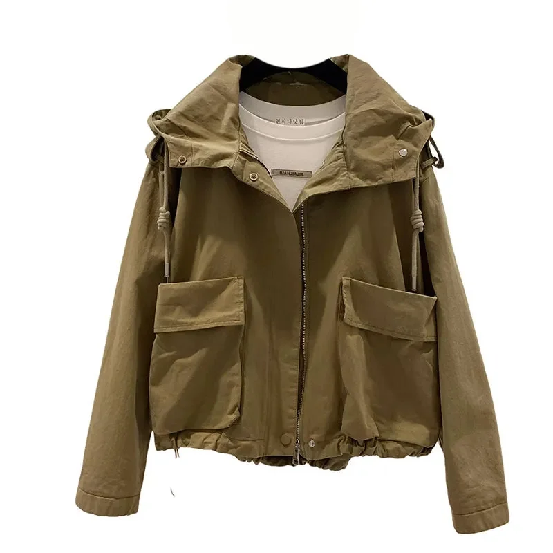 "Lining" Solid Color Hooded Windbreaker Women's Short 2024 Spring and Autumn New Western Style Coat Loose lazy Wind Top Tide
"Lining" Solid Color Hooded Windbreaker Women's Short 2024 Spring and Autumn New Western Style Coat Loose lazy Wind Top Tide