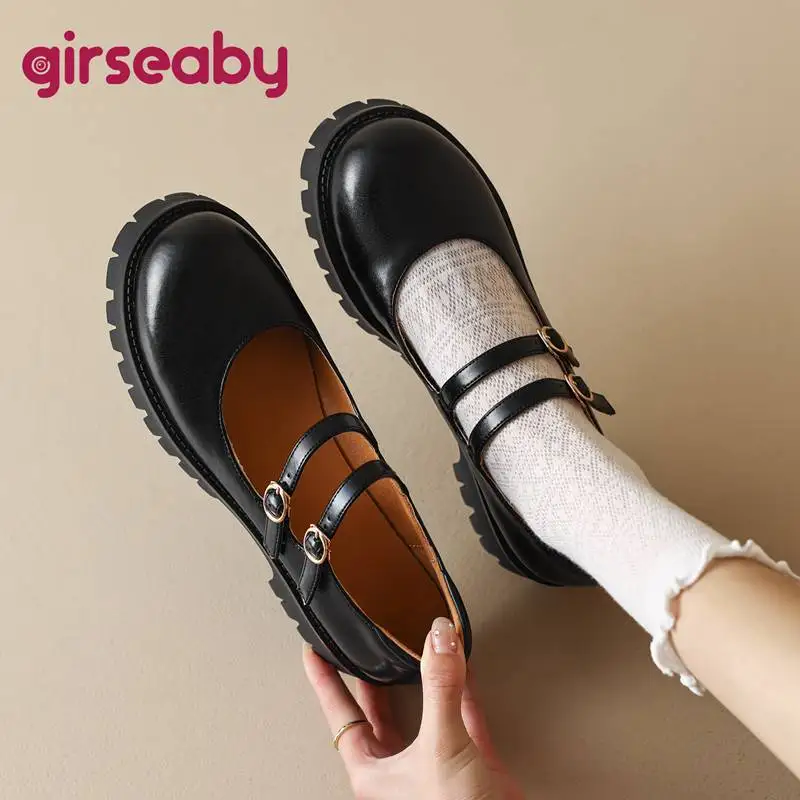 Girseaby Female Flats Round Toe Thick Heels Double Buckle Strap Large Size 40 41 42 Mary Jane Women Shoes Sweet Preppy Style
Girseaby Female Flats Round Toe Thick Heels Double Buckle Strap Large Size 40 41 42 Mary Jane Women Shoes Sweet Preppy Style