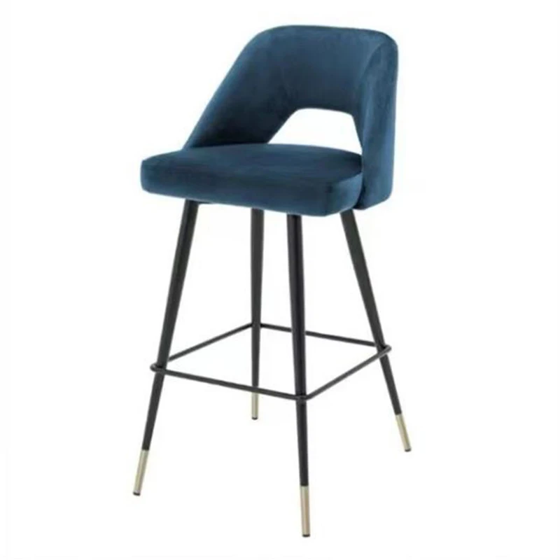 

Minimalist modern bar chair velvet soft sponge cushion stool with backrest wooden legs for home bar coffee shop club front desk