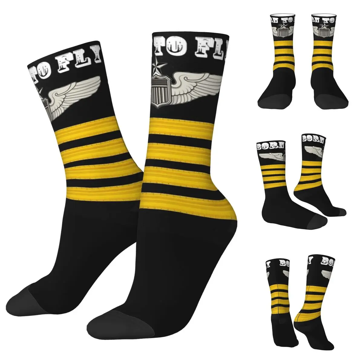 

Born To Fly Flight Pilot Unisex Socks,Windproof 3D Print Happy Socks Street Style Crazy Sock