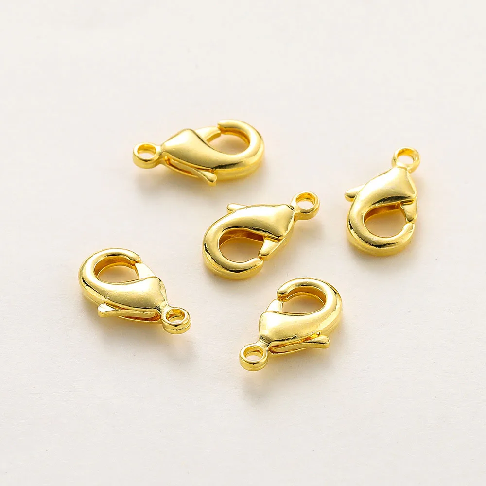 

10PCS 10MM 12MM 14K 18K Gold Brass Plated Lobster Clasps for Jewelry Making Handmade DIY Bracelets Necklace Clasp Wholesale