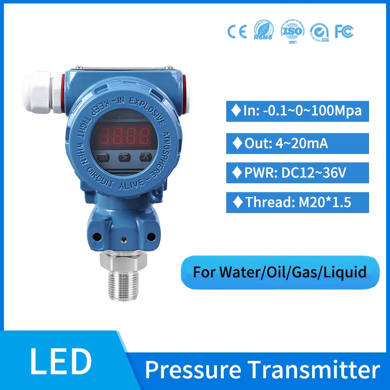 

4-20ma LED Pressure Sensor Silicon Vacuum Absolute Water Pipe Pressure Transducer 16bar Fuel Pressure Transmitter price