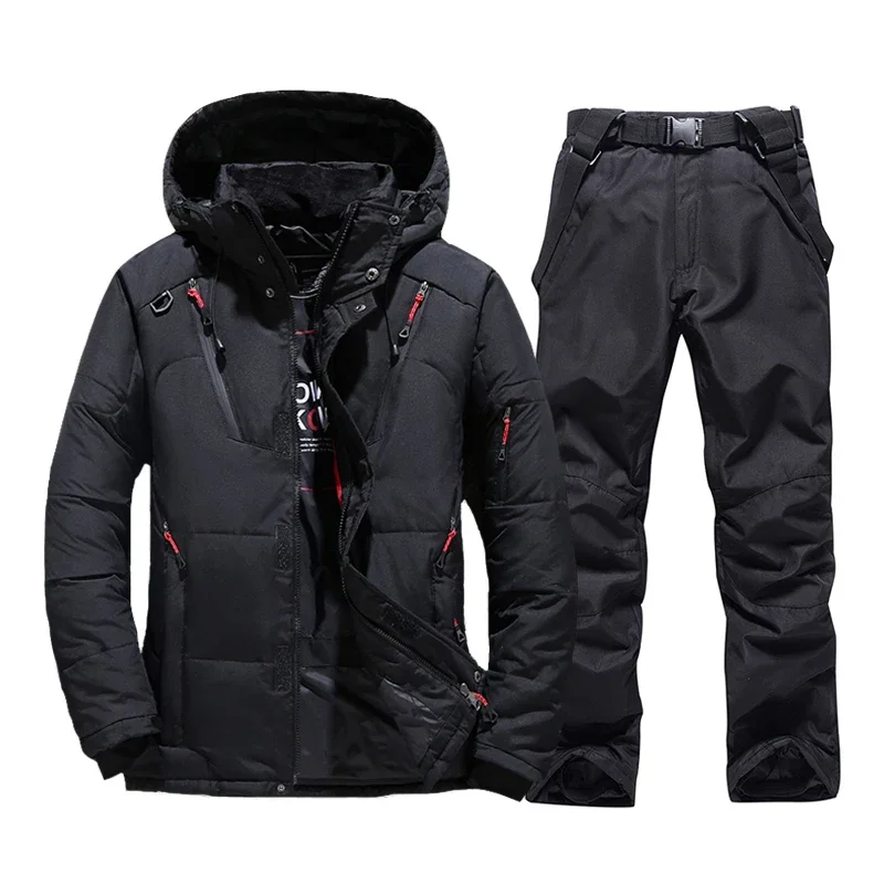 

New Ski Suit Men Thermal Winter Windproof Skiing Down Jacket and Bibs Pants Warm Set Male Snow Costume Snowboard Wear Overalls