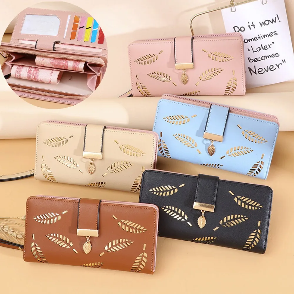 Luxury Pu Leather Women Wallets Long Hasp Fold-Over Pattern Coin Purses Hollow Leaf Zipper Buckle Solid Colors New Thin Clutch
Luxury Pu Leather Women Wallets Long Hasp Fold-Over Pattern Coin Purses Hollow Leaf Zipper Buckle Solid Colors New Thin Clutch