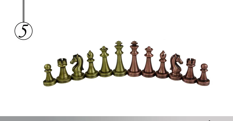 Easytoday Folding Chess Synthetic Leather Chessboard Solid Wood Chess Box Metal Chess Pieces High-quality Table Games Set Gift (5)