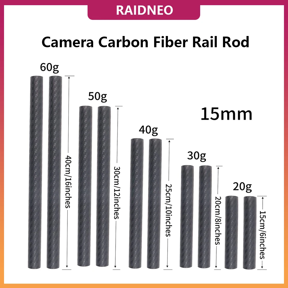 

2 Pcs 15mm Camera Carbon Fiber Rail Rods 6/8/10/12/16 inch for Follow Focus Rod Rail Support System DSLR Shoulder Rig Matte Box